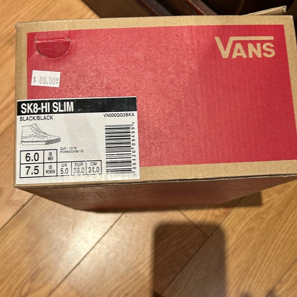 Vans black shoe high top shoes, size 7.5 women, 6 men. Worn in house once. - Picture 8 of 8